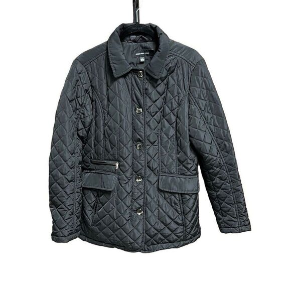 Jones New York Black Quilted Button Jacket Size Large - Picture 1 of 10